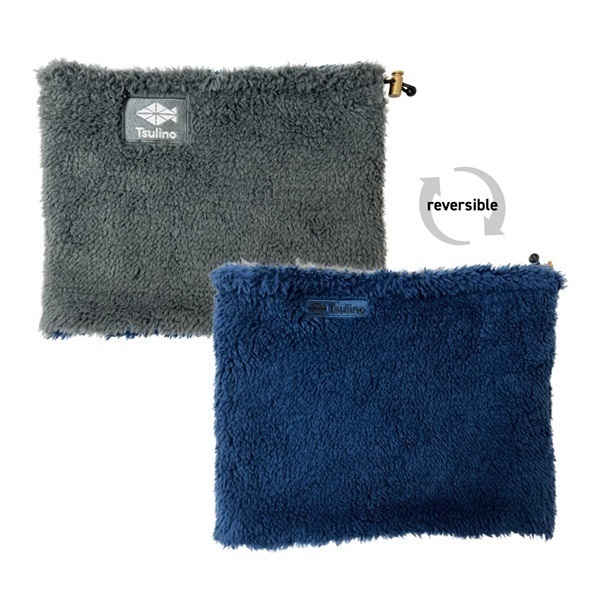 リバーシブルネックウォーマー【防寒対策/ボアフリース素材/リバーシブル】(グレー×ネイビー)